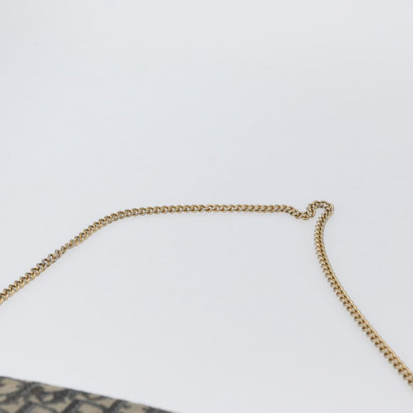 Christian Dior Trotter Canvas Chain Shoulder Bag Navy Gold Auth bs34064