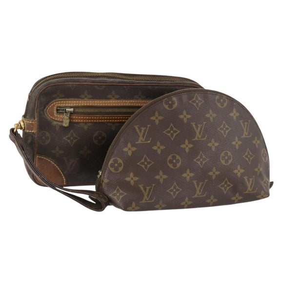 LOUIS VUITTON Monogram Pouch Clutch Bag 2 Set LV Auth bs34068