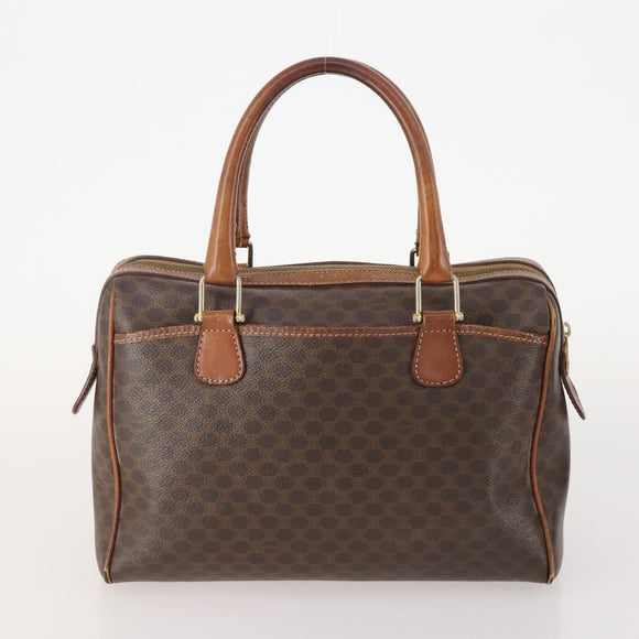 CELINE Macadam Canvas Hand Bag PVC Leather 2 Set Brown Navy Auth bs34088