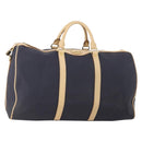 Christian Dior Boston Bag Coated Canvas Navy Gold Auth bs34091-1