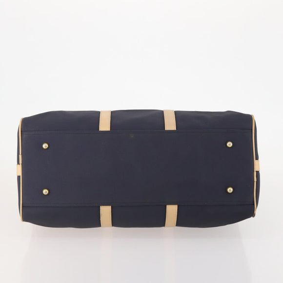 Christian Dior Boston Bag Coated Canvas Navy Gold Auth bs34091