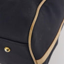 Christian Dior Boston Bag Coated Canvas Navy Gold Auth bs34091-11