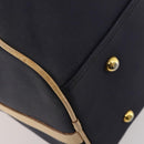 Christian Dior Boston Bag Coated Canvas Navy Gold Auth bs34091-12