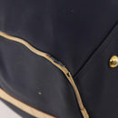 Christian Dior Boston Bag Coated Canvas Navy Gold Auth bs34091-14