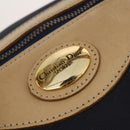 Christian Dior Boston Bag Coated Canvas Navy Gold Auth bs34091-16