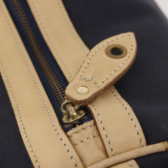 Christian Dior Boston Bag Coated Canvas Navy Gold Auth bs34091