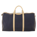 Christian Dior Boston Bag Coated Canvas Navy Gold Auth bs34091-2