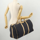 Christian Dior Boston Bag Coated Canvas Navy Gold Auth bs34091-26