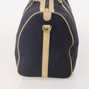 Christian Dior Boston Bag Coated Canvas Navy Gold Auth bs34091-4