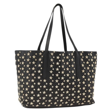 Jimmy Choo Tote Bag Leather Black Gold Auth bs34093