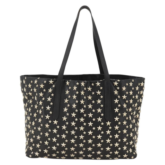 Jimmy Choo Tote Bag Leather Black Gold Auth bs34093