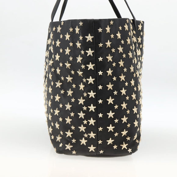 Jimmy Choo Tote Bag Leather Black Gold Auth bs34093