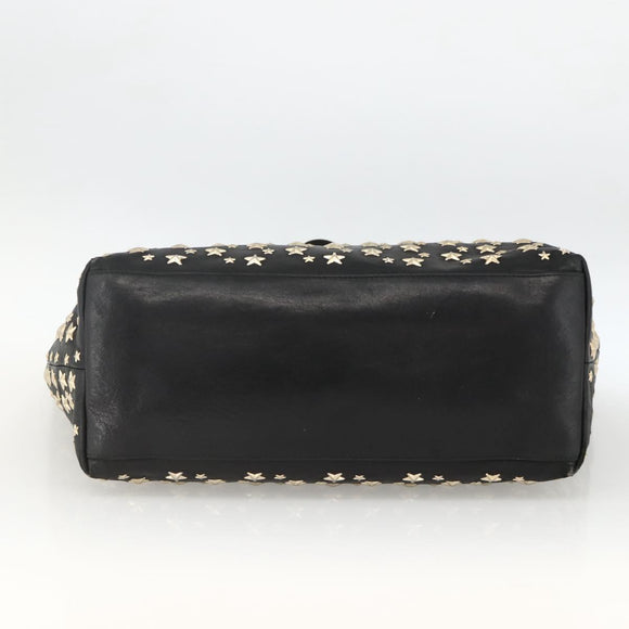 Jimmy Choo Tote Bag Leather Black Gold Auth bs34093