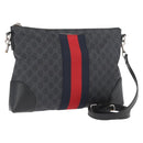 GUCCI GG Supreme Sherry Line Shoulder Bag PVC Black Red Navy 474139 Auth bs34094-1