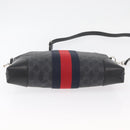 GUCCI GG Supreme Sherry Line Shoulder Bag PVC Black Red Navy 474139 Auth bs34094-10