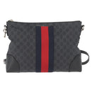 GUCCI GG Supreme Sherry Line Shoulder Bag PVC Black Red Navy 474139 Auth bs34094-2