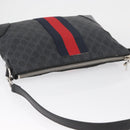 GUCCI GG Supreme Sherry Line Shoulder Bag PVC Black Red Navy 474139 Auth bs34094-6