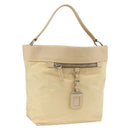 PRADA Shoulder Bag Nylon Beige Silver Auth bs34095-1