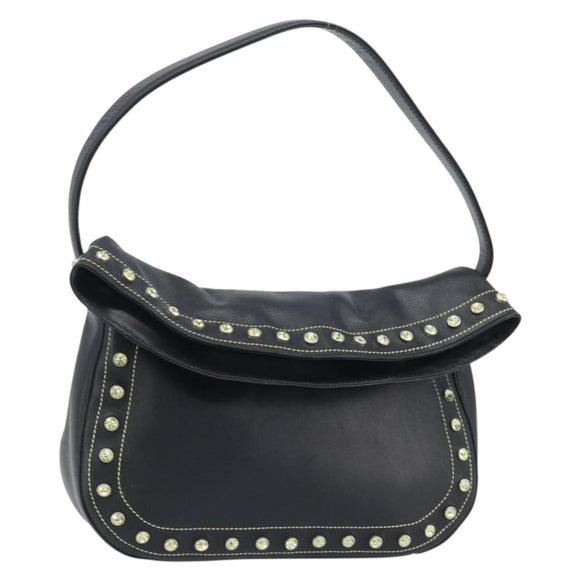 Gianni Versace Hand Bag Nylon Black Gold Auth bs34097