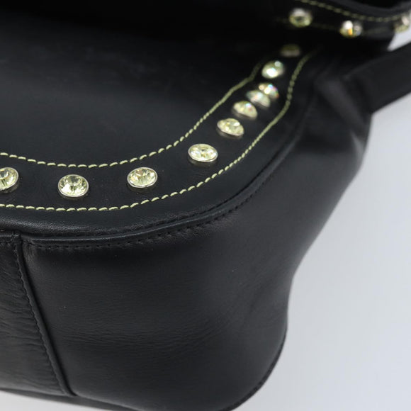 Gianni Versace Hand Bag Nylon Black Gold Auth bs34097