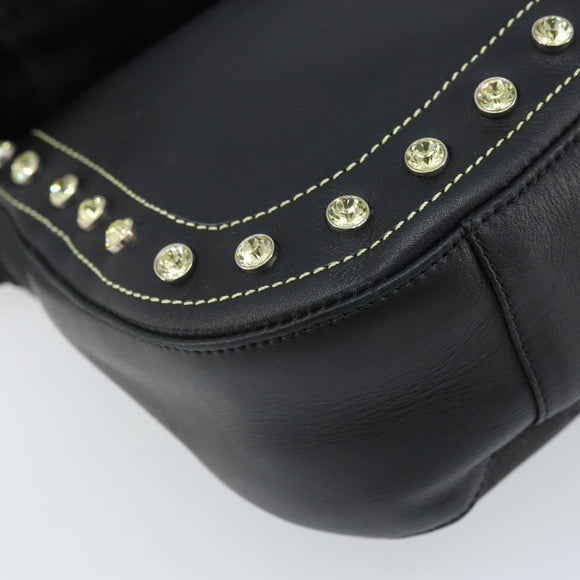 Gianni Versace Hand Bag Nylon Black Gold Auth bs34097