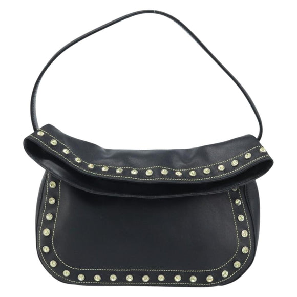Gianni Versace Hand Bag Nylon Black Gold Auth bs34097