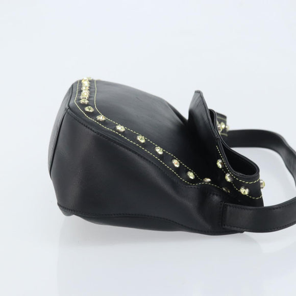 Gianni Versace Hand Bag Nylon Black Gold Auth bs34097