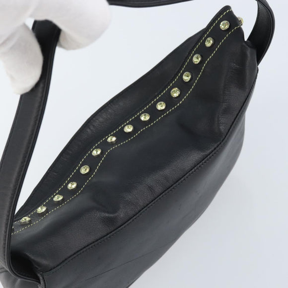 Gianni Versace Hand Bag Nylon Black Gold Auth bs34097