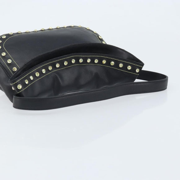 Gianni Versace Hand Bag Nylon Black Gold Auth bs34097