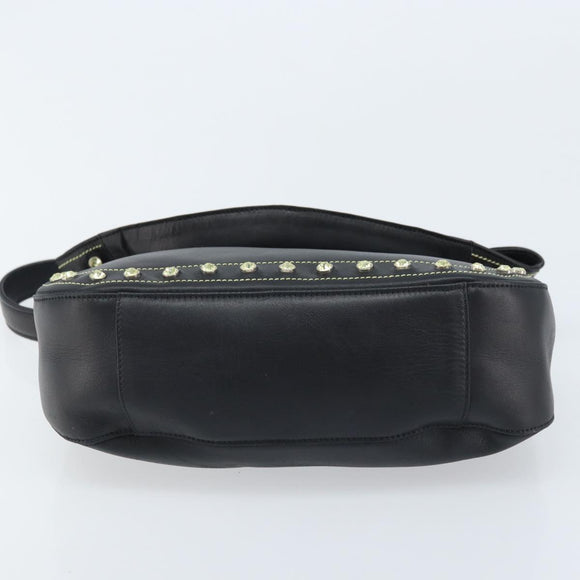 Gianni Versace Hand Bag Nylon Black Gold Auth bs34097