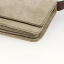 PRADA Shoulder Bag Suede Beige Silver Auth bs34098-9