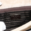 PRADA Shoulder Bag Suede Beige Silver Auth bs34098-17