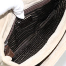 PRADA Shoulder Bag Suede Beige Silver Auth bs34098-11