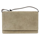 PRADA Shoulder Bag Suede Beige Silver Auth bs34098-13