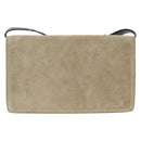 PRADA Shoulder Bag Suede Beige Silver Auth bs34098-2