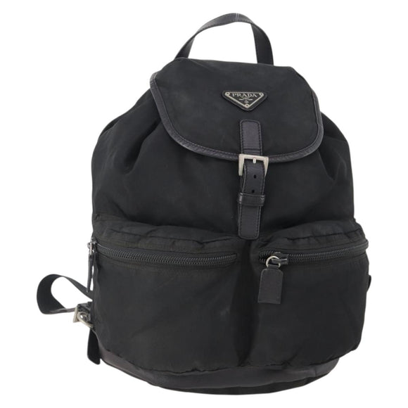 PRADA Backpack Nylon Black Silver Auth bs34099