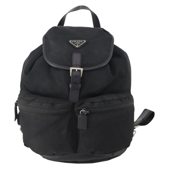 PRADA Backpack Nylon Black Silver Auth bs34099