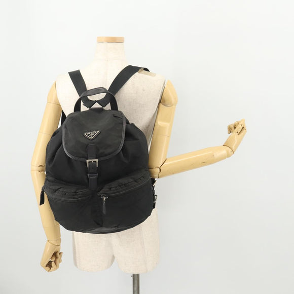 PRADA Backpack Nylon Black Silver Auth bs34099