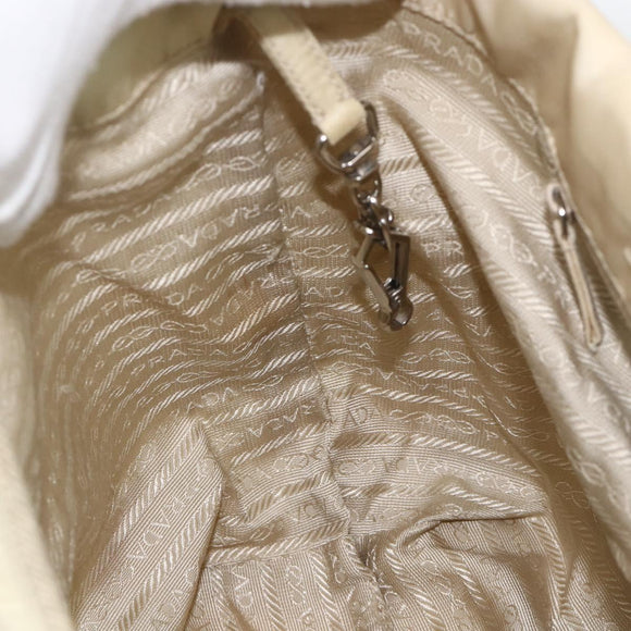 PRADA Hand Bag Nylon Beige Silver Auth bs34100