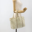 PRADA Hand Bag Nylon Beige Silver Auth bs34100-22