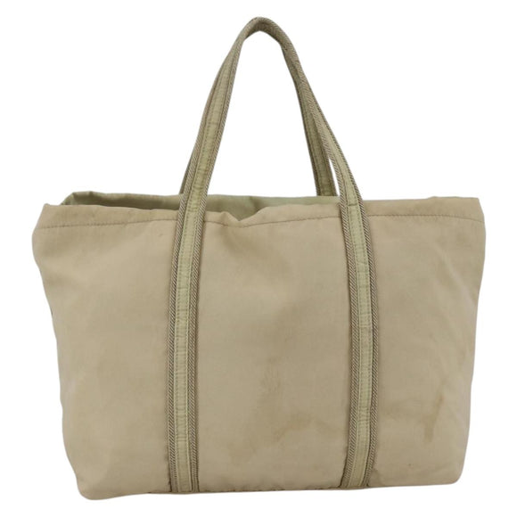 PRADA Hand Bag Nylon Beige Silver Auth bs34100