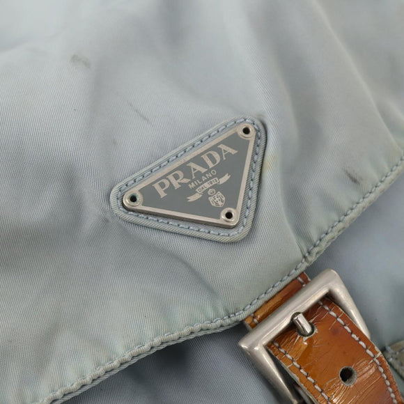 PRADA Backpack Nylon Light Blue Silver Auth bs34101