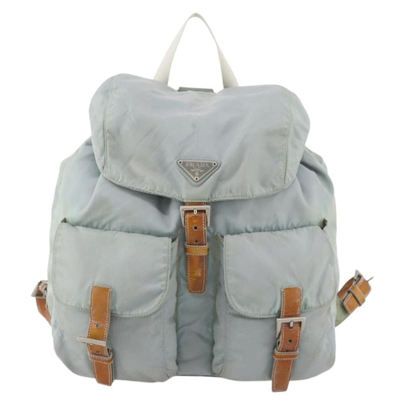 PRADA Backpack Nylon Light Blue Silver Auth bs34101