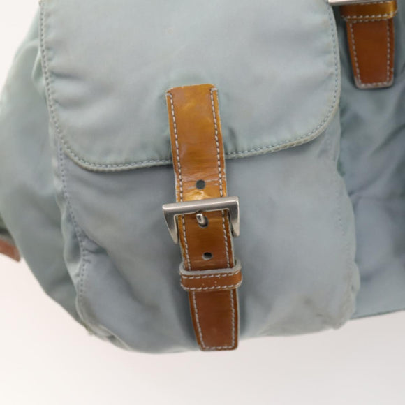PRADA Backpack Nylon Light Blue Silver Auth bs34101