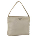PRADA Hand Bag Nylon Beige Silver Auth bs34102-1