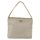 PRADA Hand Bag Nylon Beige Silver Auth bs34102-13