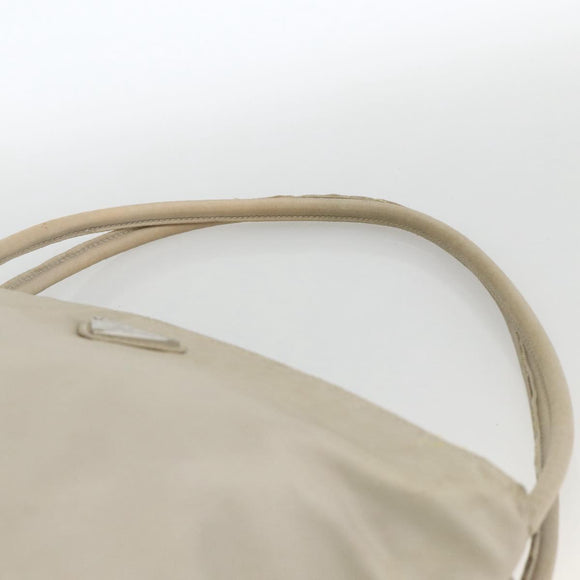 PRADA Hand Bag Nylon Beige Silver Auth bs34102