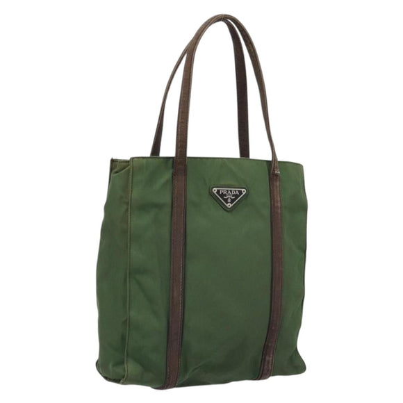 PRADA Hand Bag Nylon Green Auth bs34103
