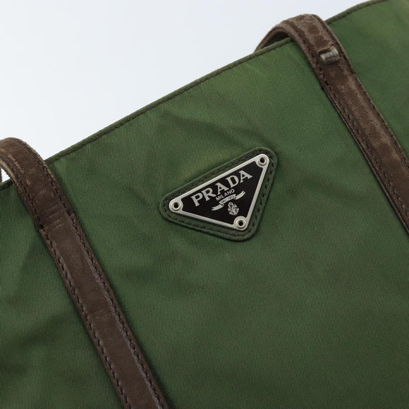 PRADA Hand Bag Nylon Green Auth bs34103