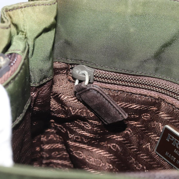 PRADA Hand Bag Nylon Green Auth bs34103